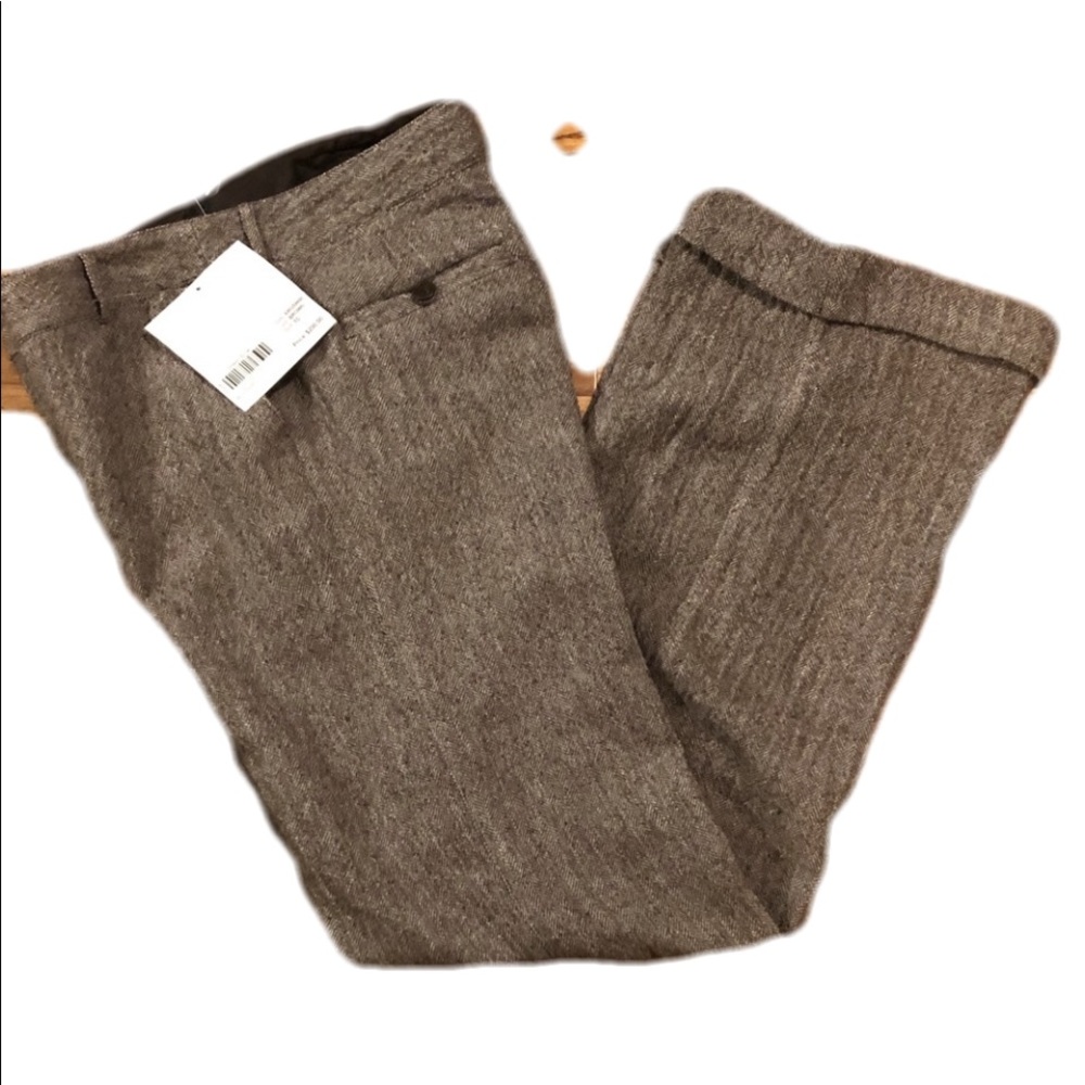 Stewart + Brown Green silk lined cotton/wool pant
